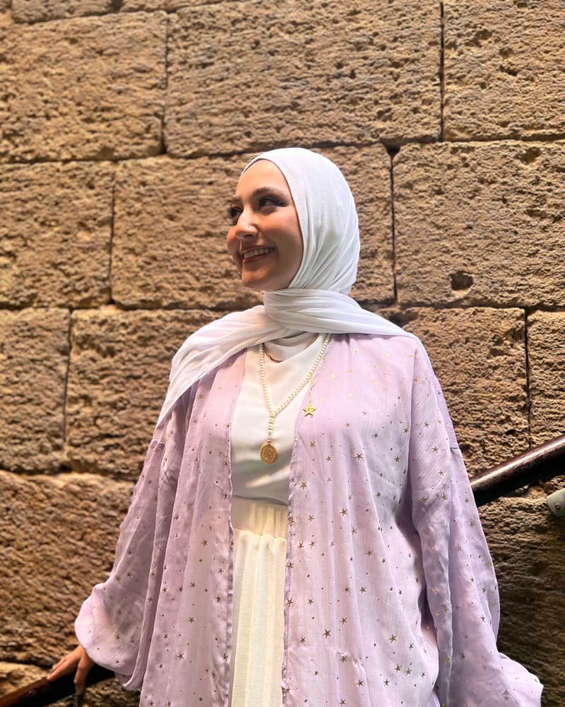 Galaxy kimono with stars in lilac 