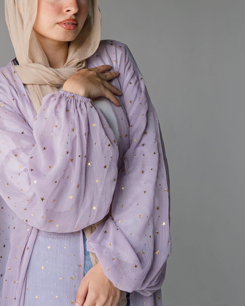 Galaxy kimono with stars in lilac 
