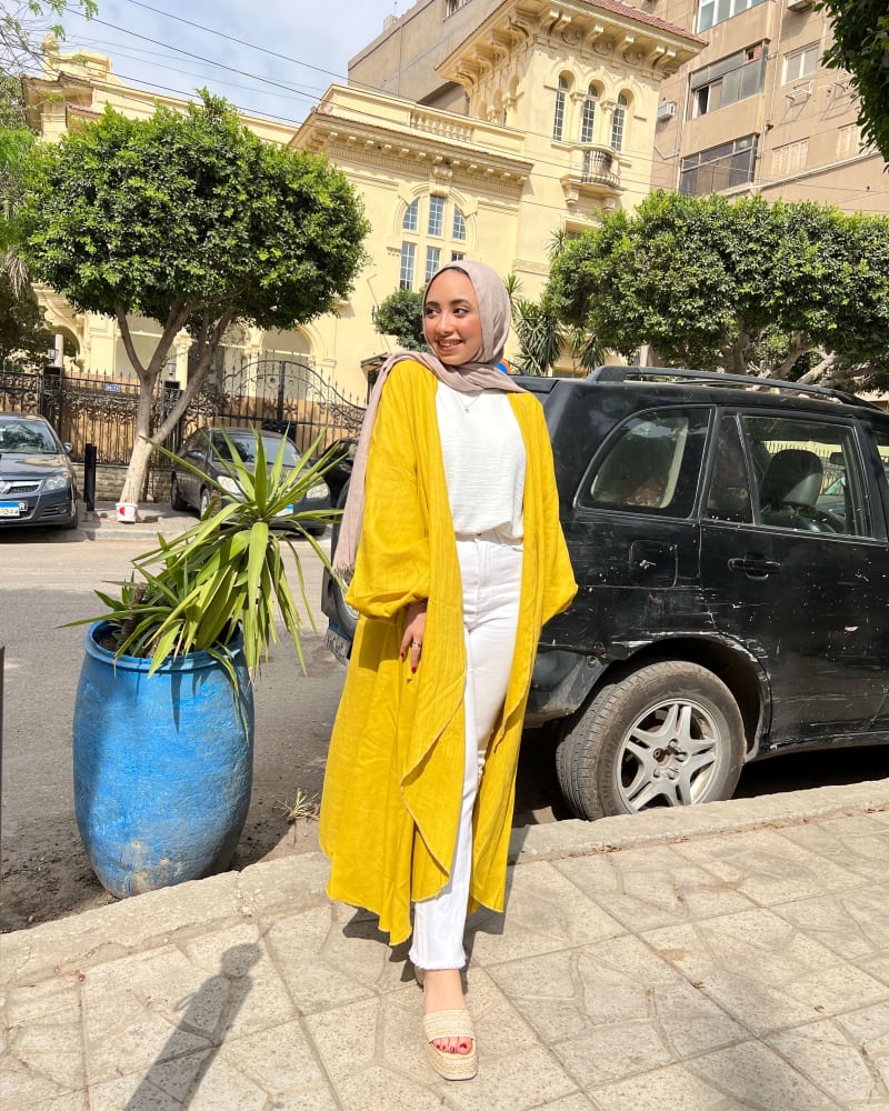 Flowy cardigan in mustard