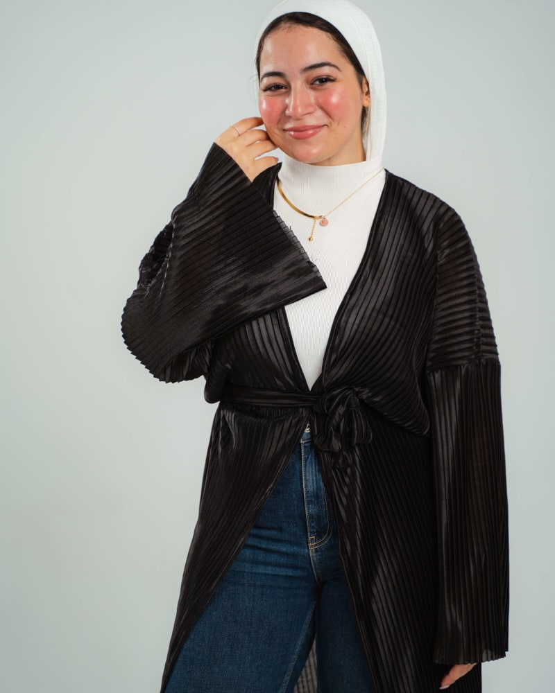 Elegance pleated kimono in black