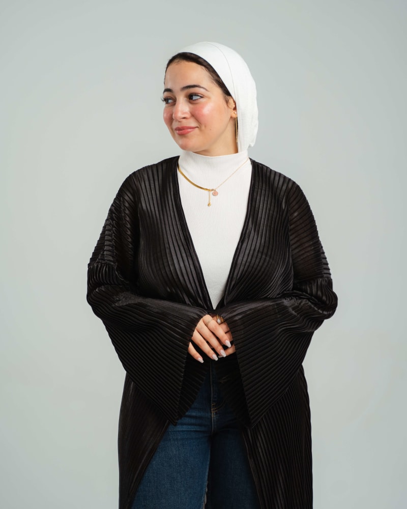 Elegance pleated kimono in black