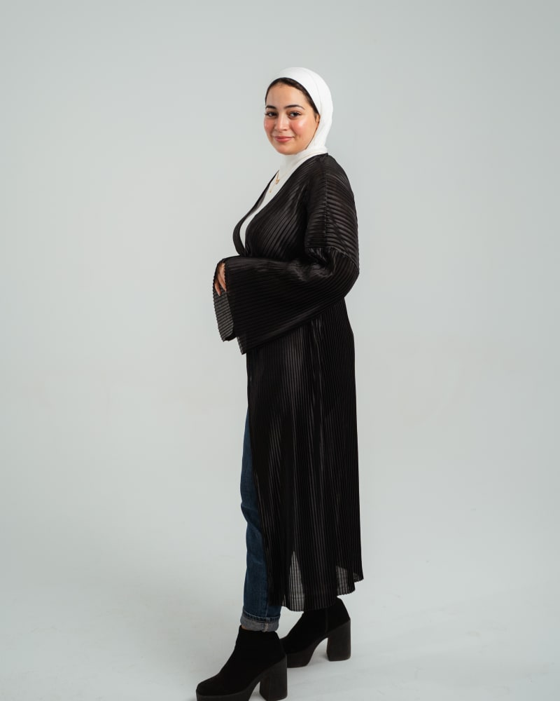 Elegance pleated kimono in black