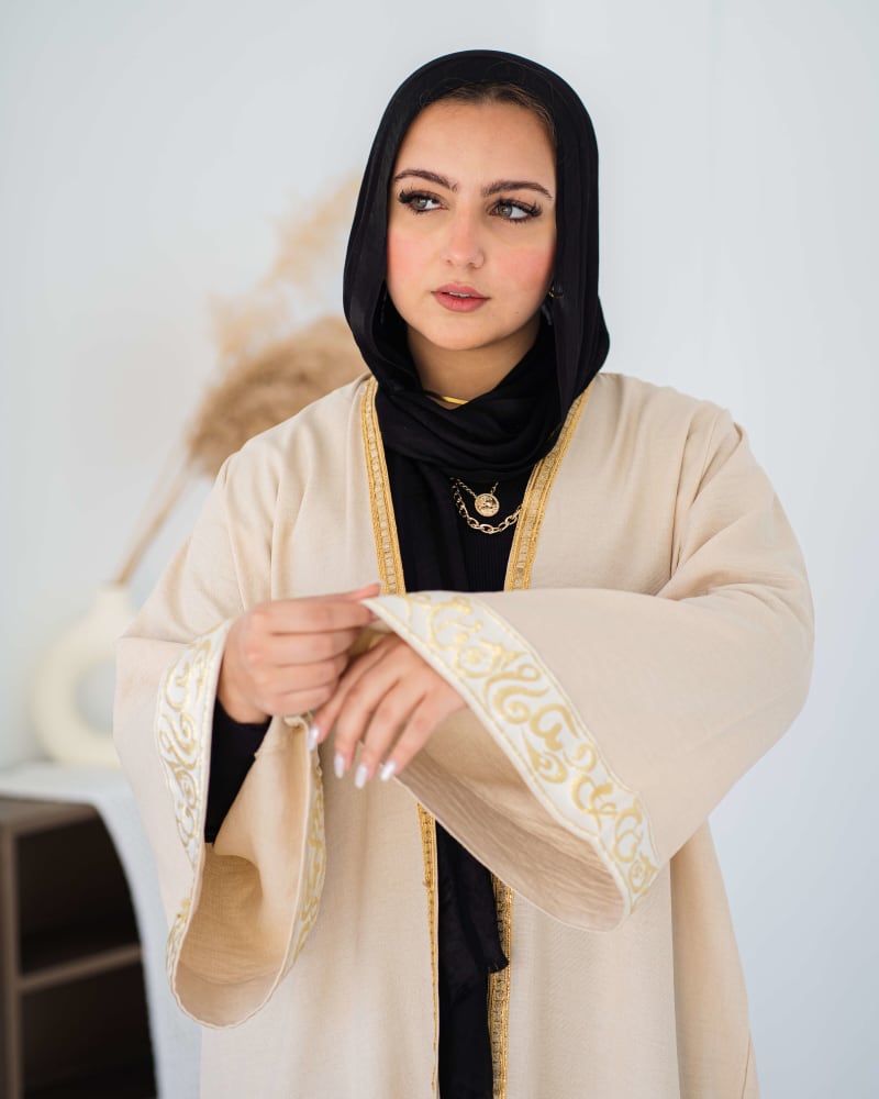  calligraphy kaftan in beige 