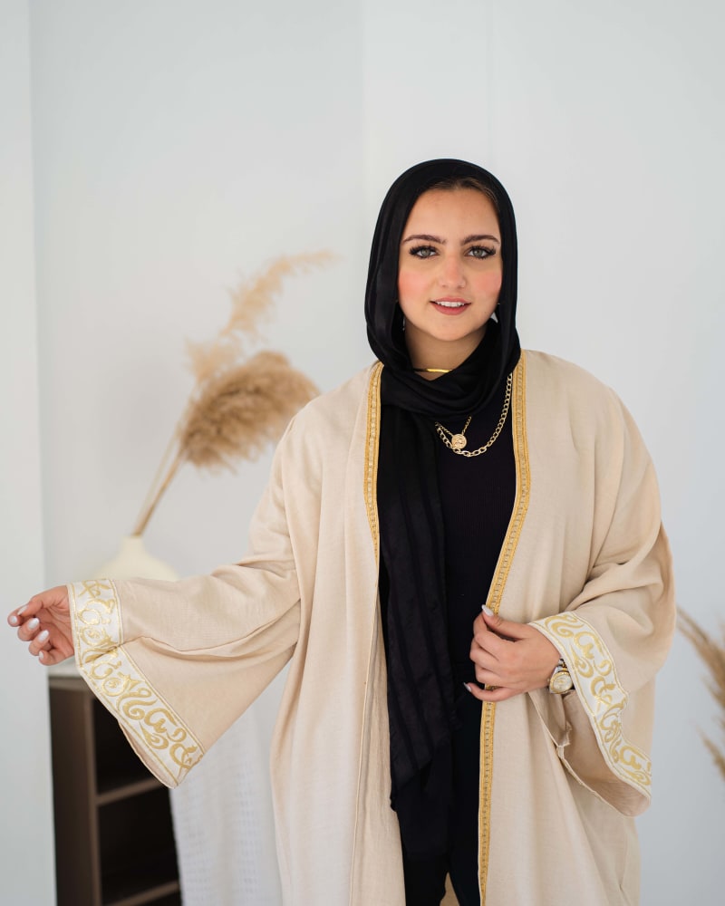  calligraphy kaftan in beige 
