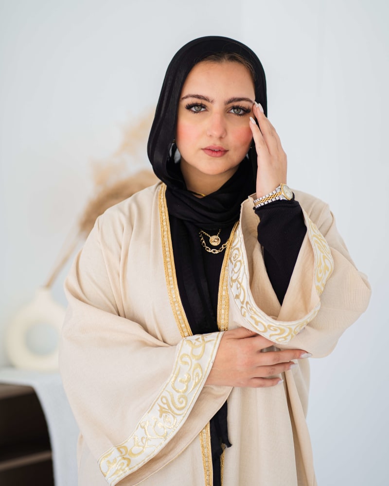  calligraphy kaftan in beige 