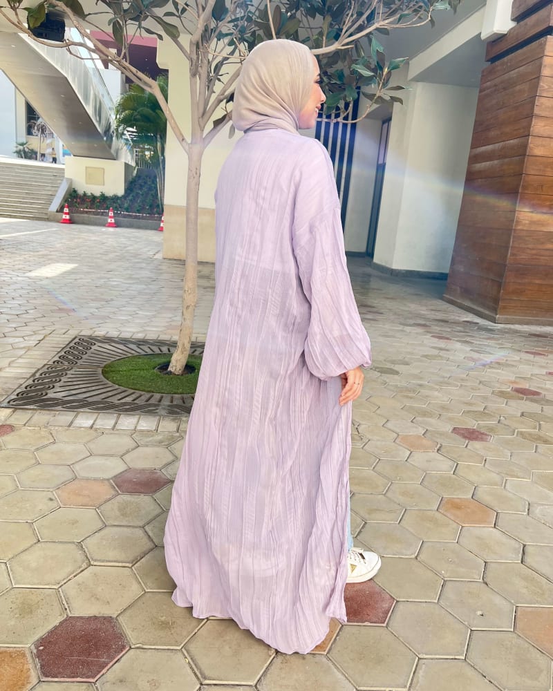 Pleated kimono in lilac