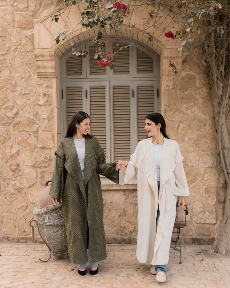 Shiny stud kimono - Olive 