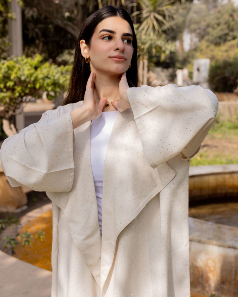 Shiny stud kimono - Beige 