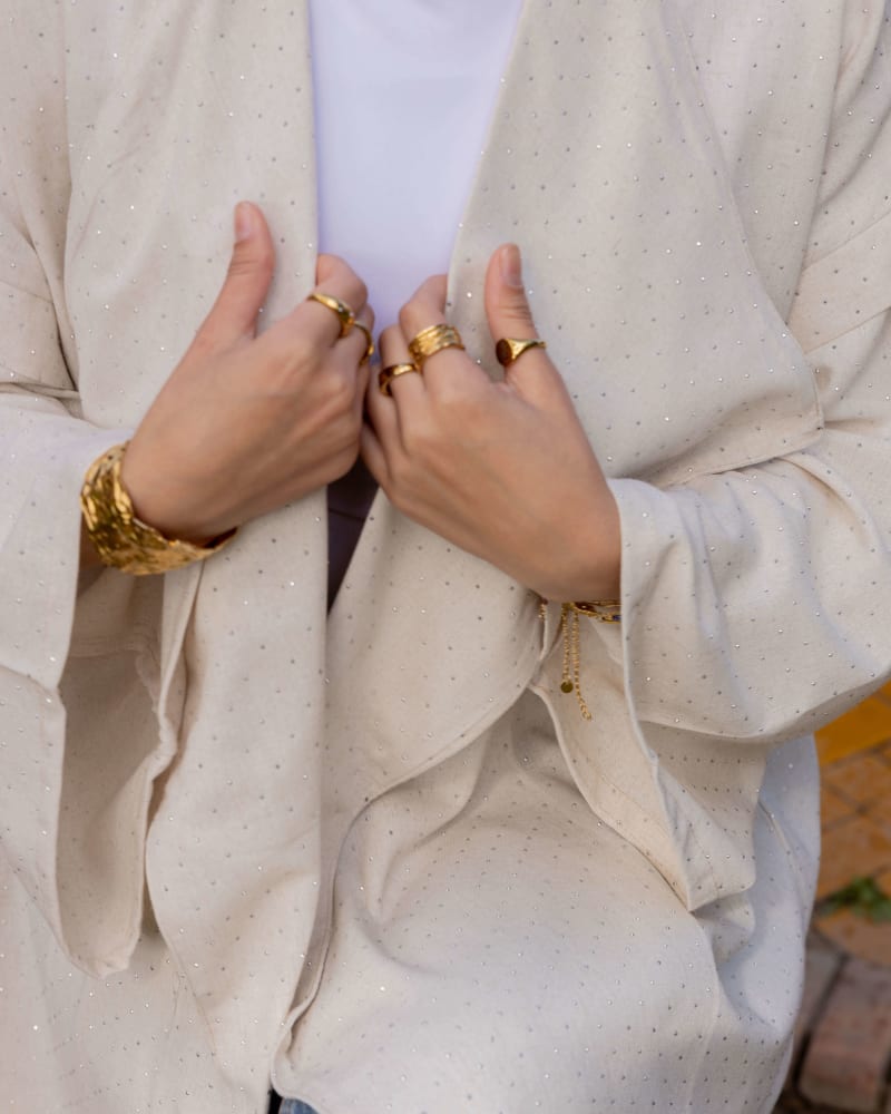 Shiny stud kimono - Beige 