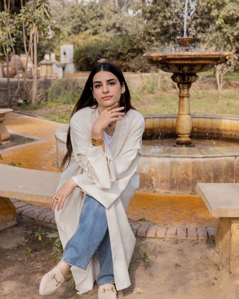Shiny stud kimono - Beige 
