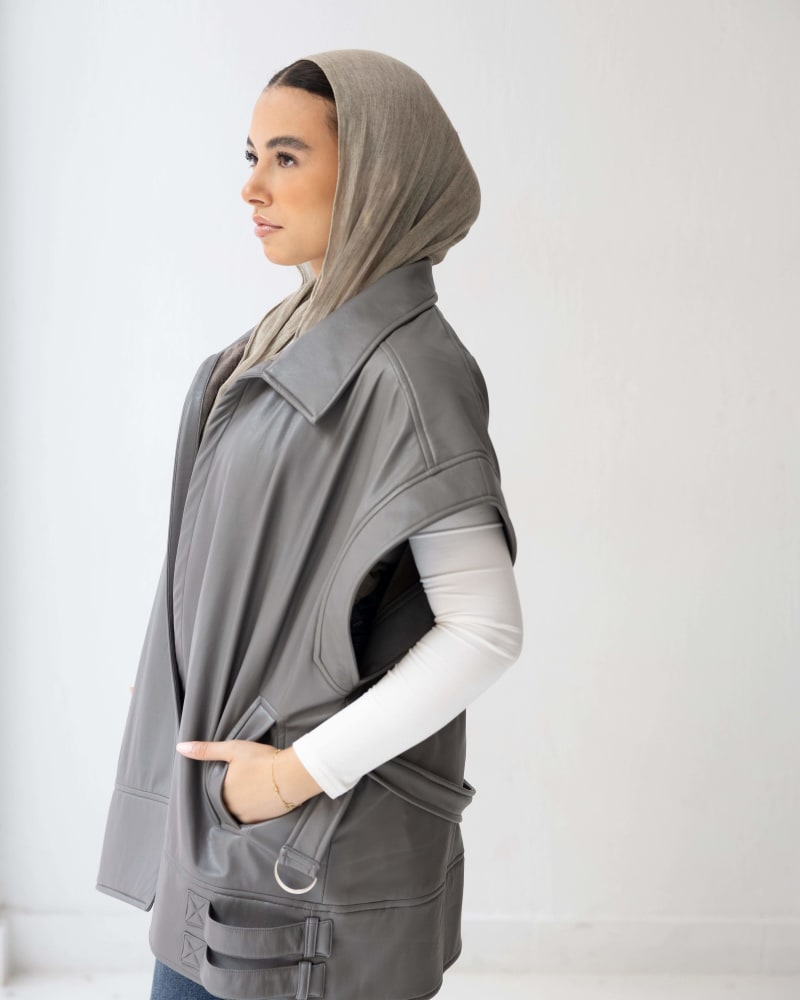 Leather vest-Grey