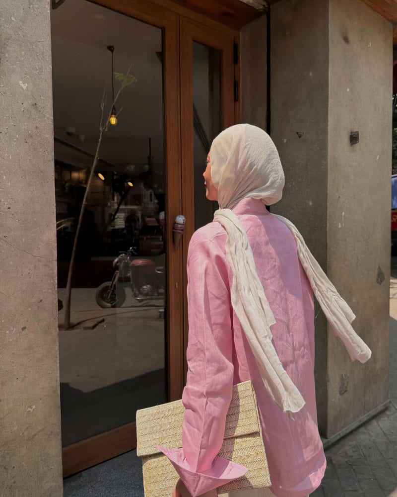  wrap Linen shirt- pink