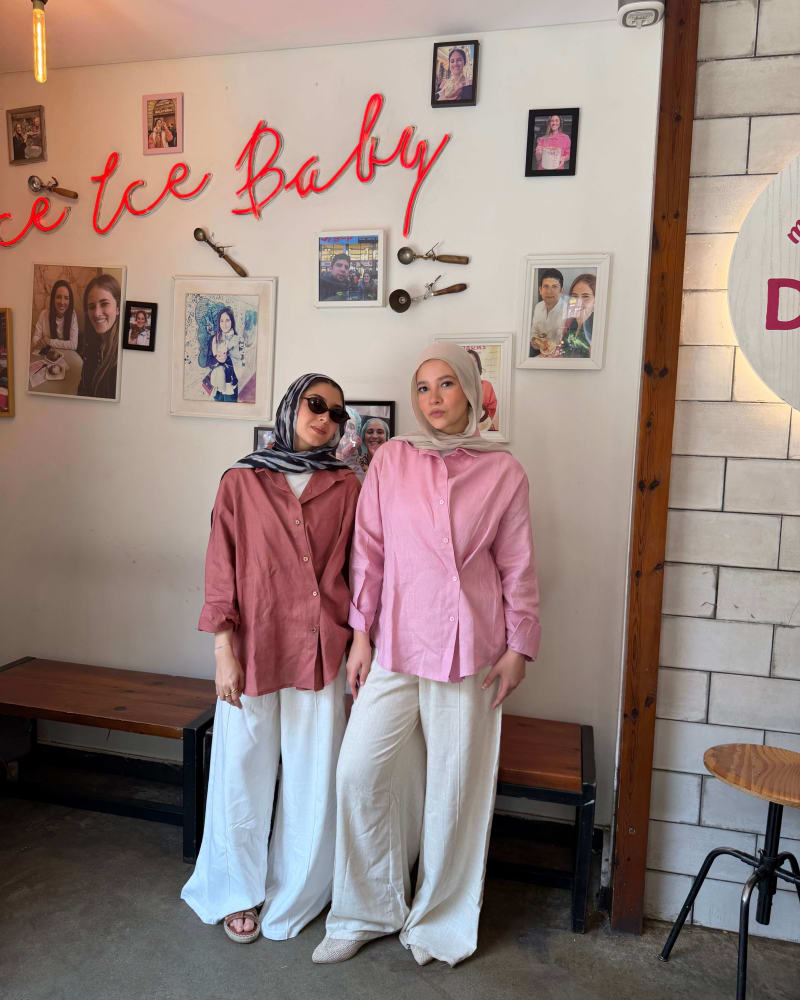  wrap Linen shirt- pink