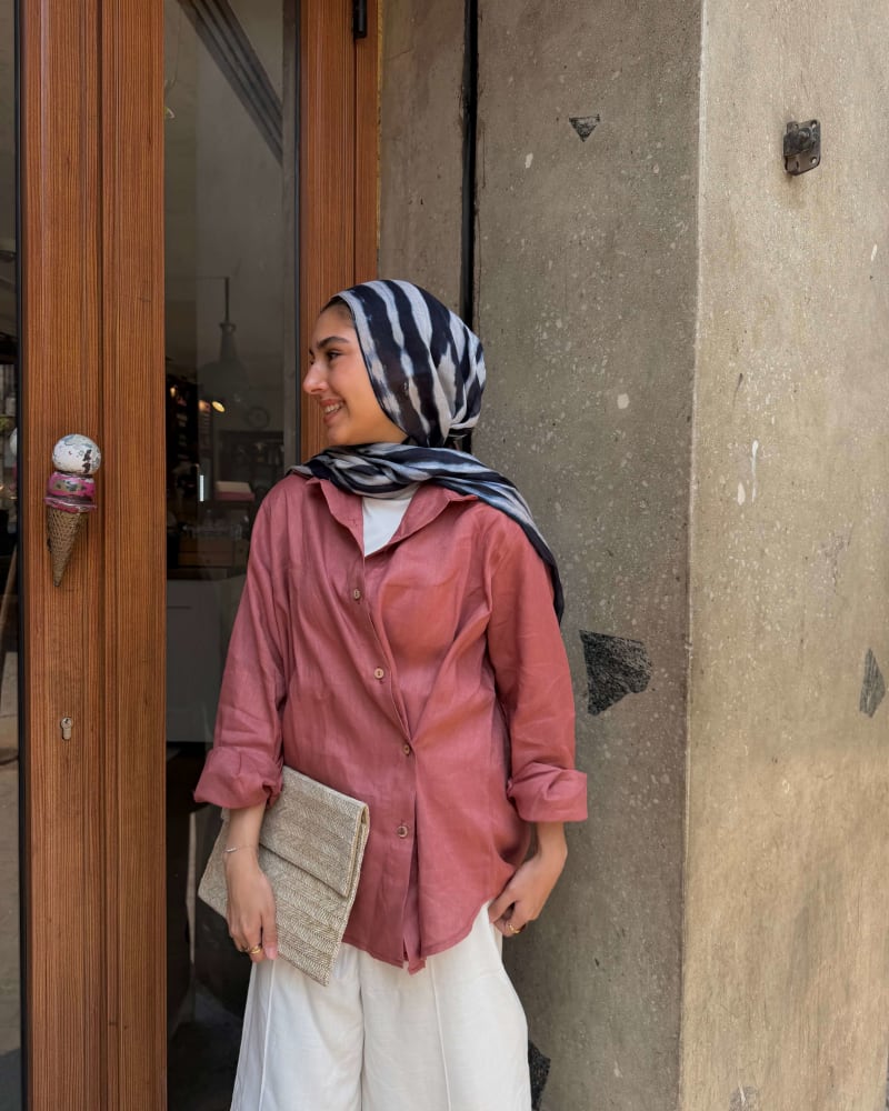 Wrap linen shirt - Dusty teracotta