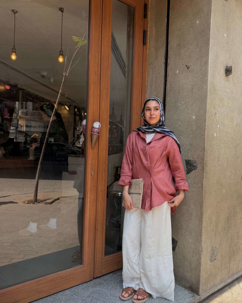 Wrap linen shirt - Dusty teracotta