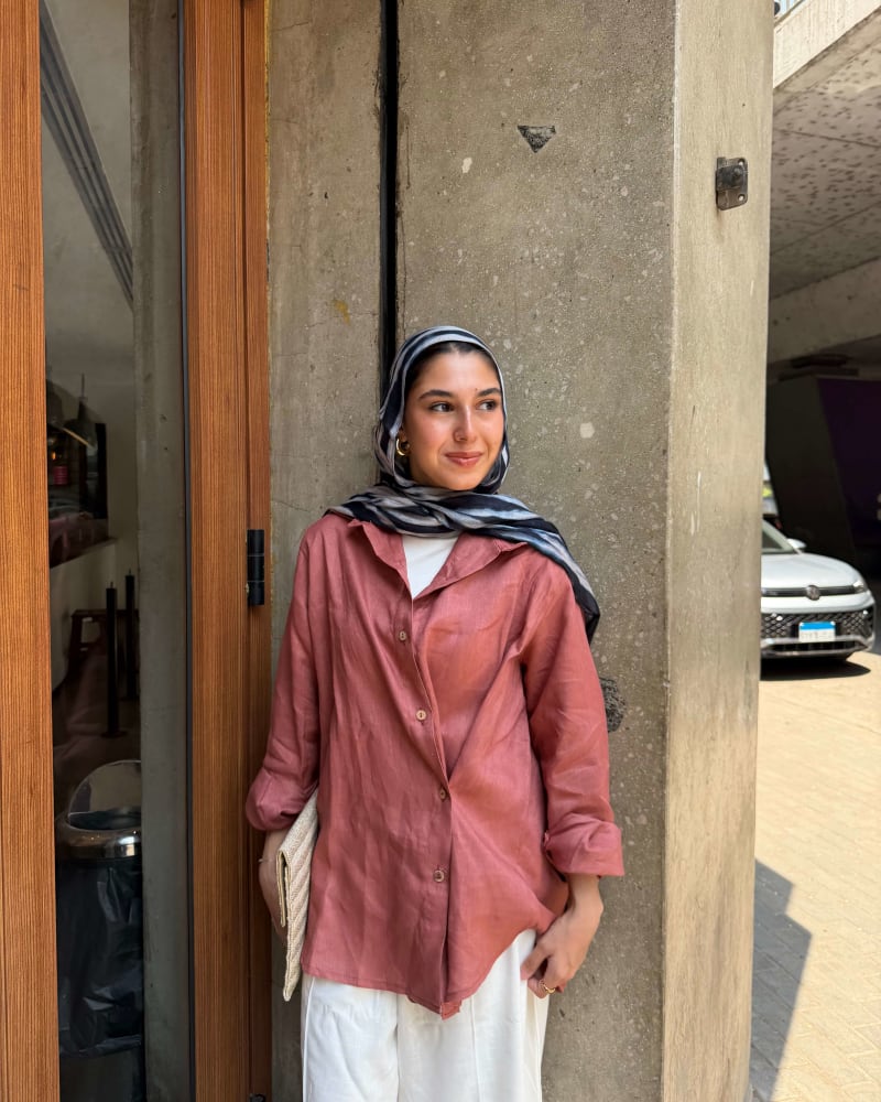 Wrap linen shirt - Dusty teracotta