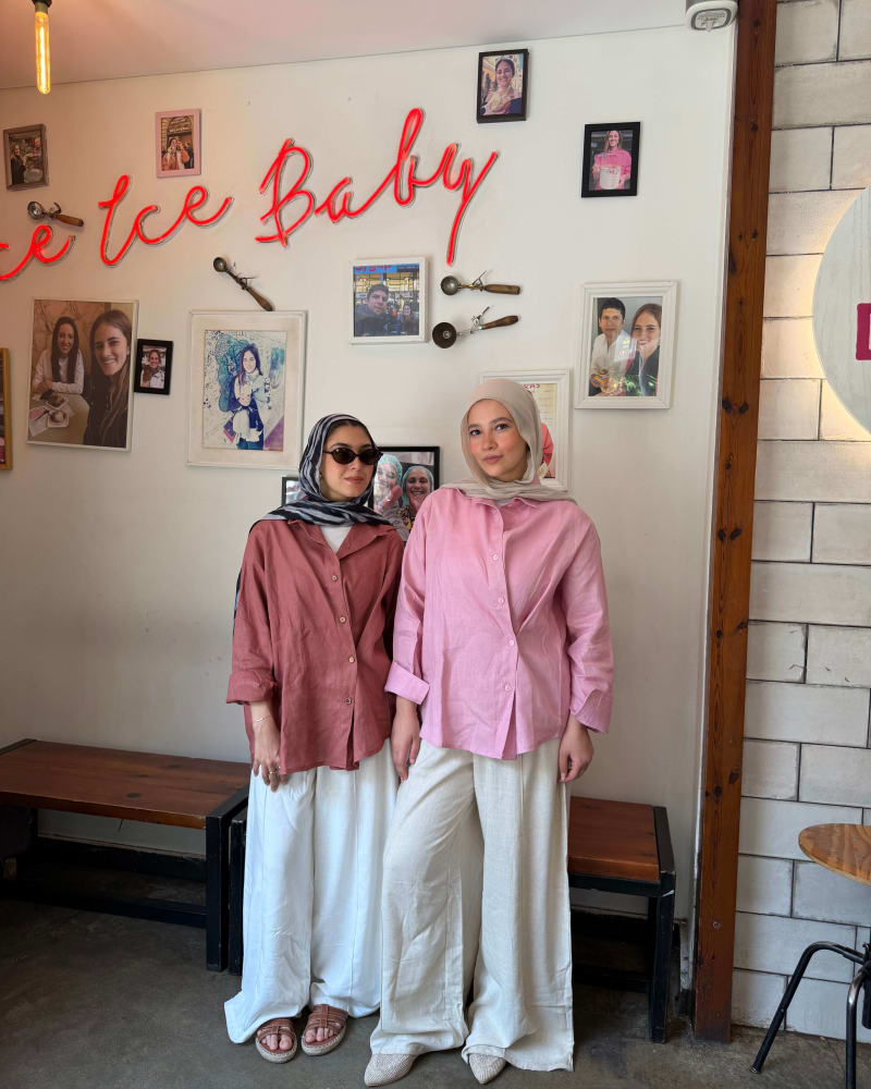 Wrap linen shirt - Dusty teracotta