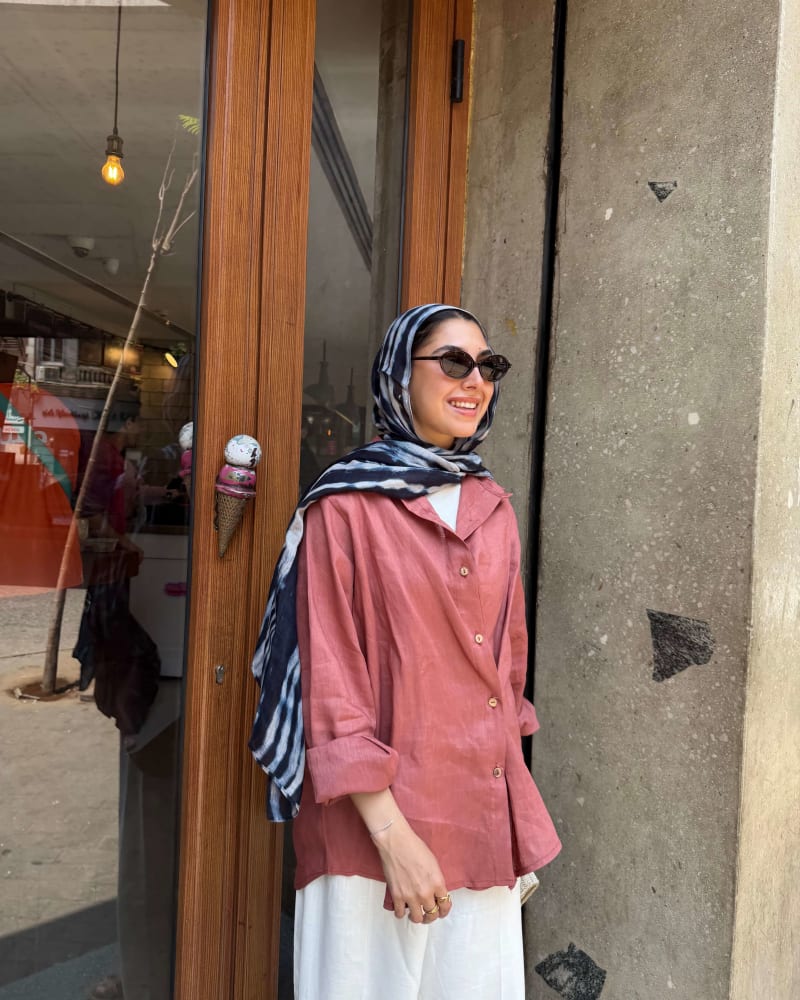 Wrap linen shirt - Dusty teracotta