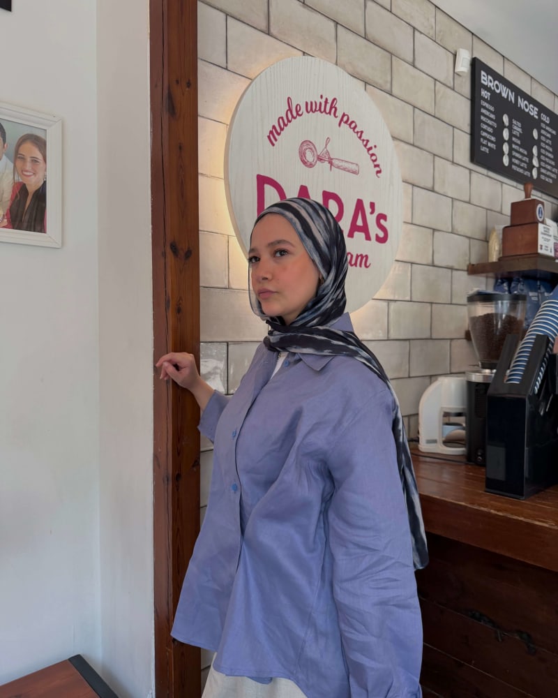 Wrap linen shirt- Dusty blue