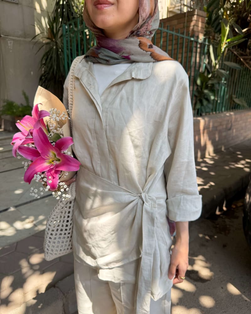 Side tie linen shirt
