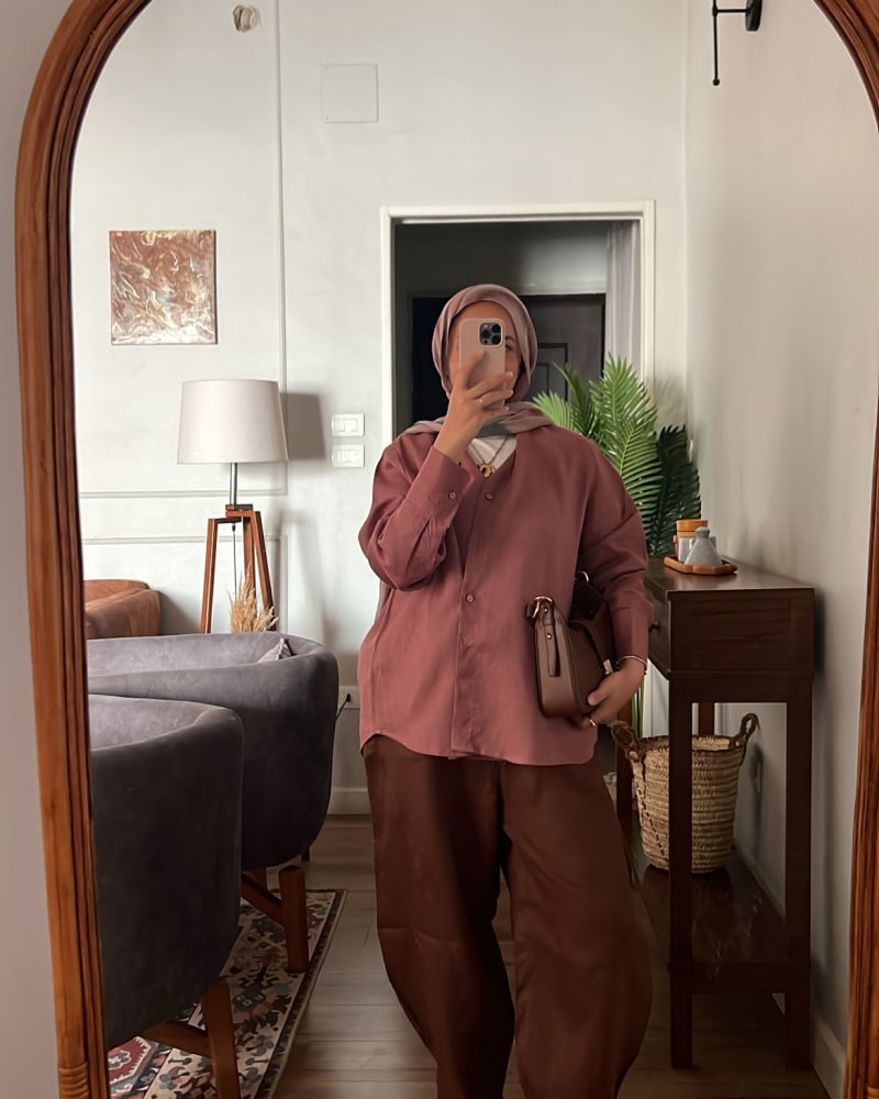 Wrap linen shirt-Rose ebony