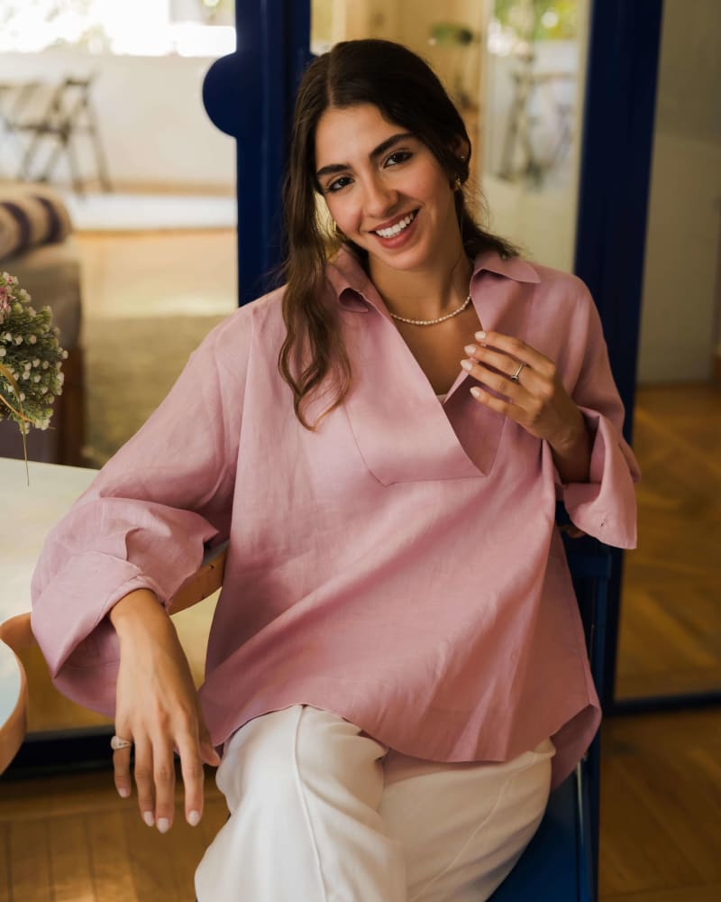 The soft glow top-pink