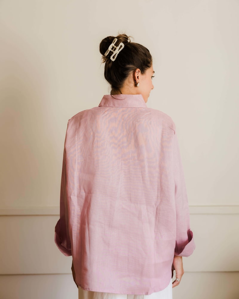  wrap Linen shirt- pink