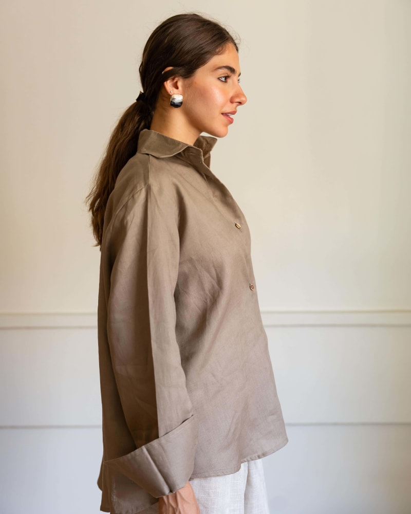 Wrap linen shirt-cafe