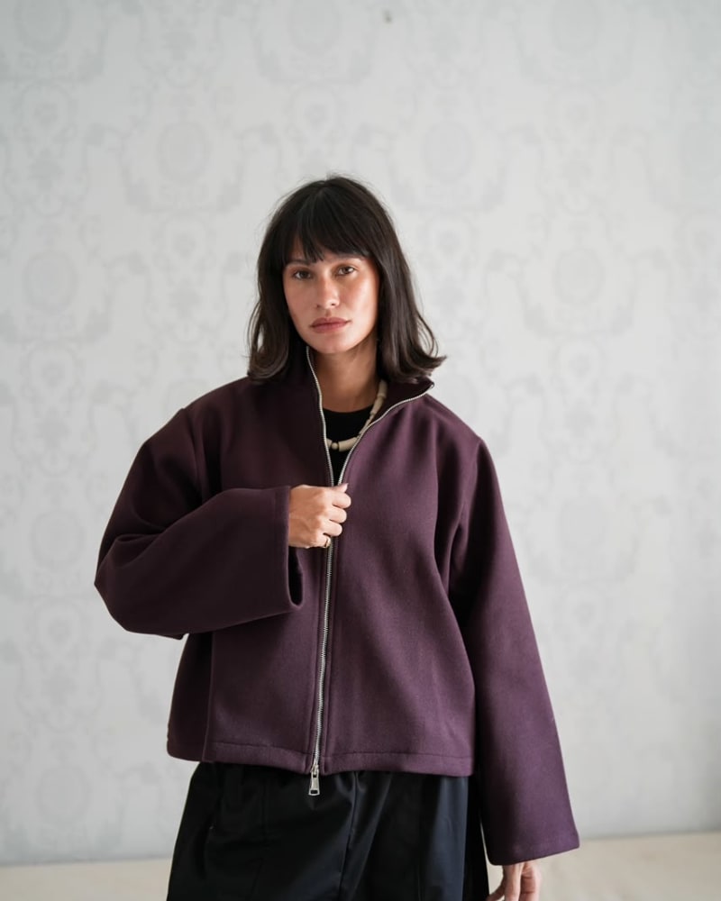 Zip up jacket-plum