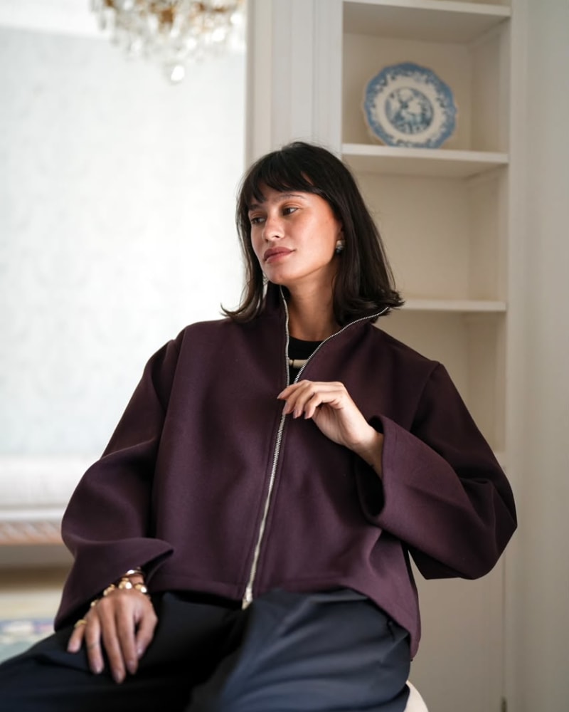Zip up jacket-plum