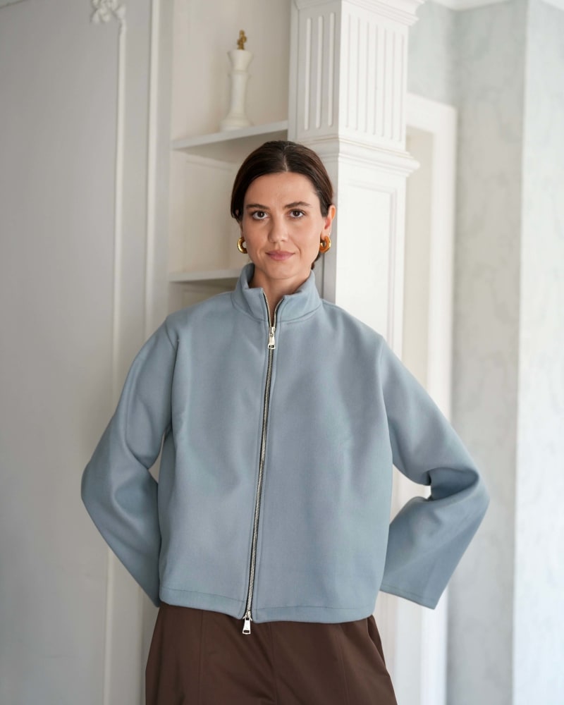 Zip up jacket-steel blue