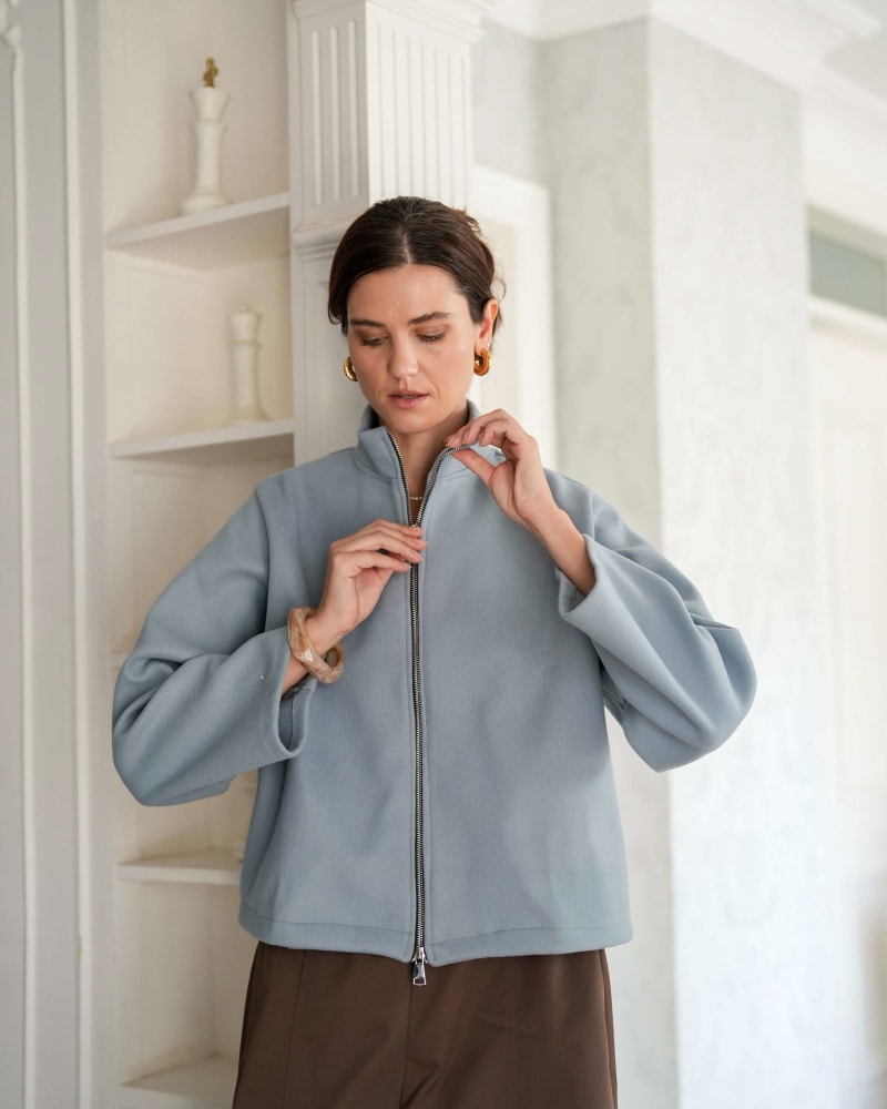 Zip up jacket-steel blue