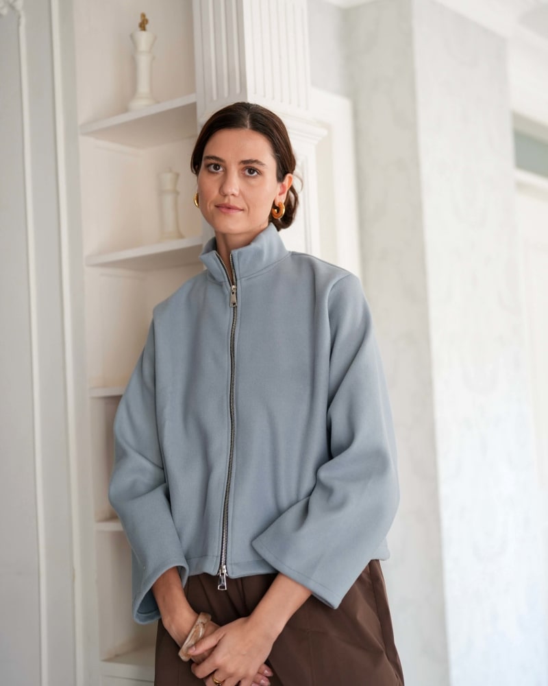 Zip up jacket-steel blue