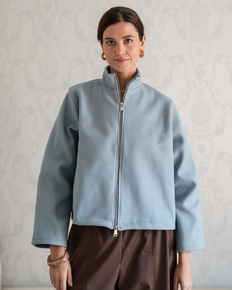 Zip up jacket-steel blue