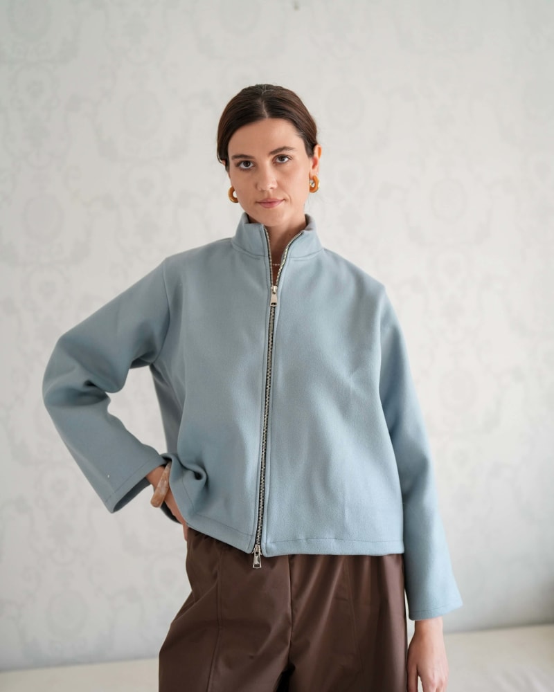 Zip up jacket-steel blue