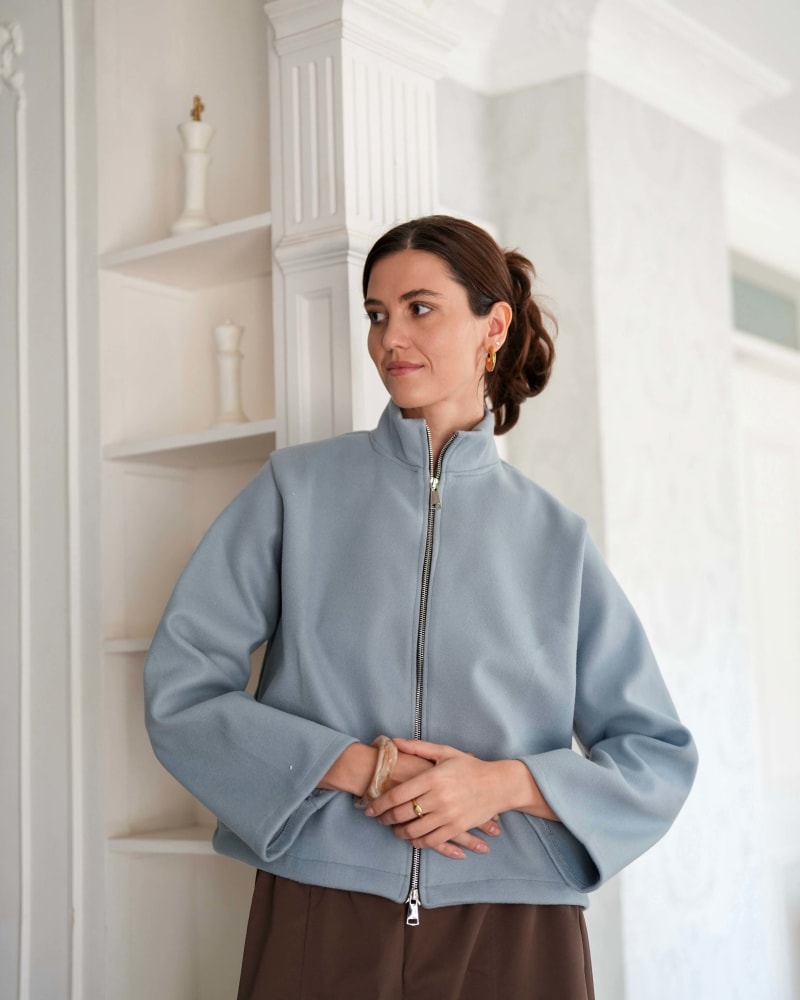 Zip up jacket-steel blue