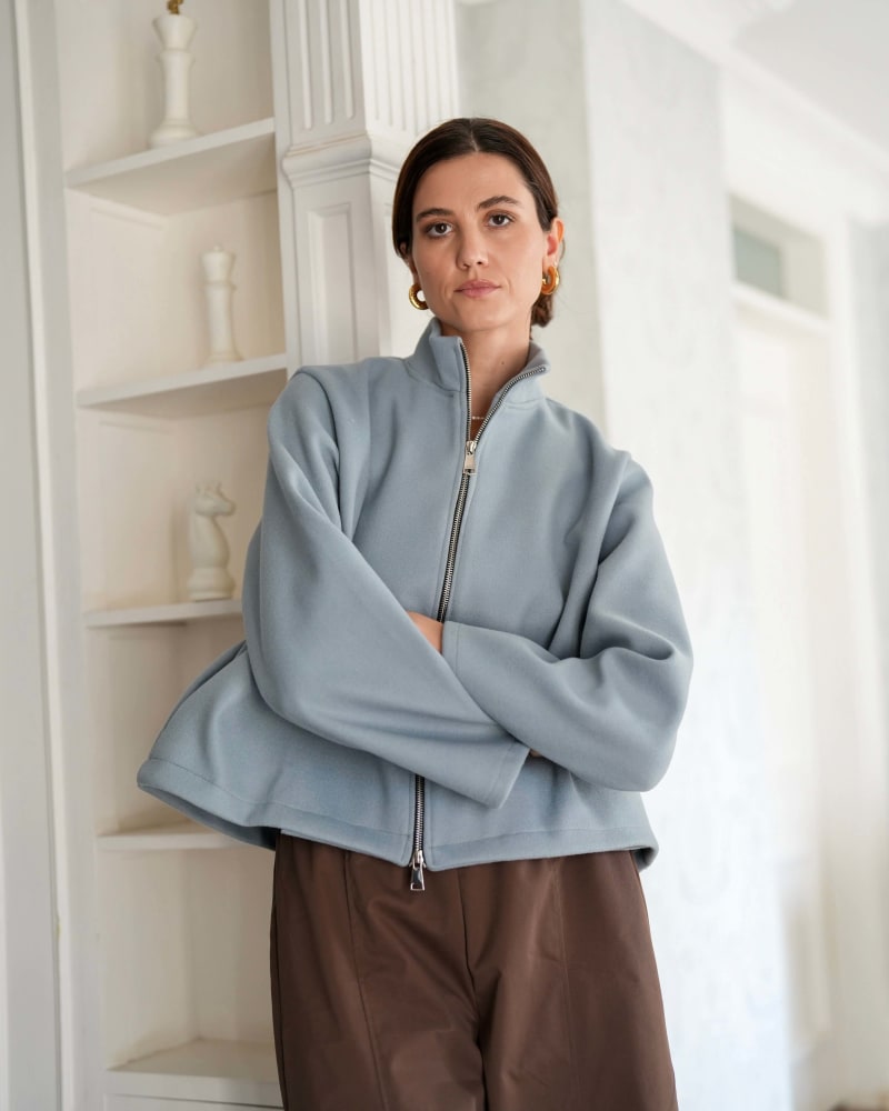 Zip up jacket-steel blue