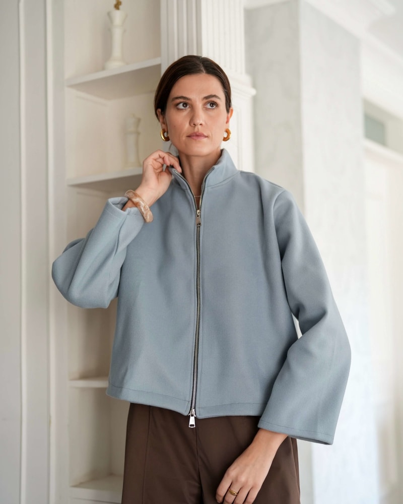 Zip up jacket-steel blue