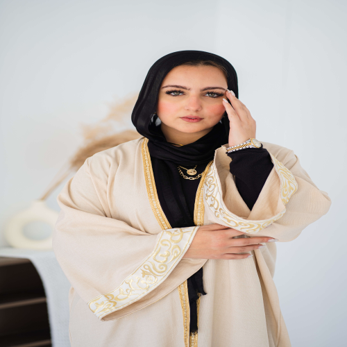  calligraphy kaftan in beige 