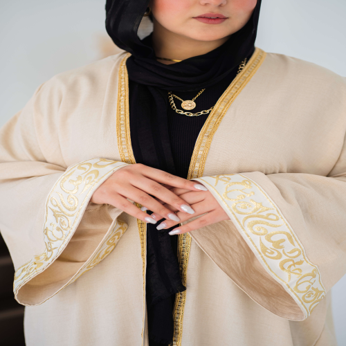  calligraphy kaftan in beige 