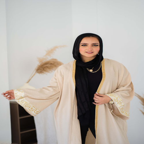  calligraphy kaftan in beige 