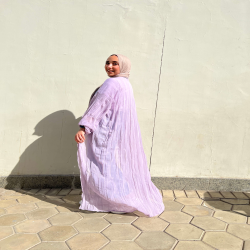 Pleated kimono in lilac