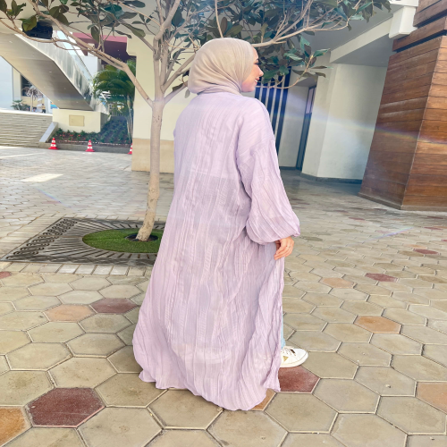 Pleated kimono in lilac