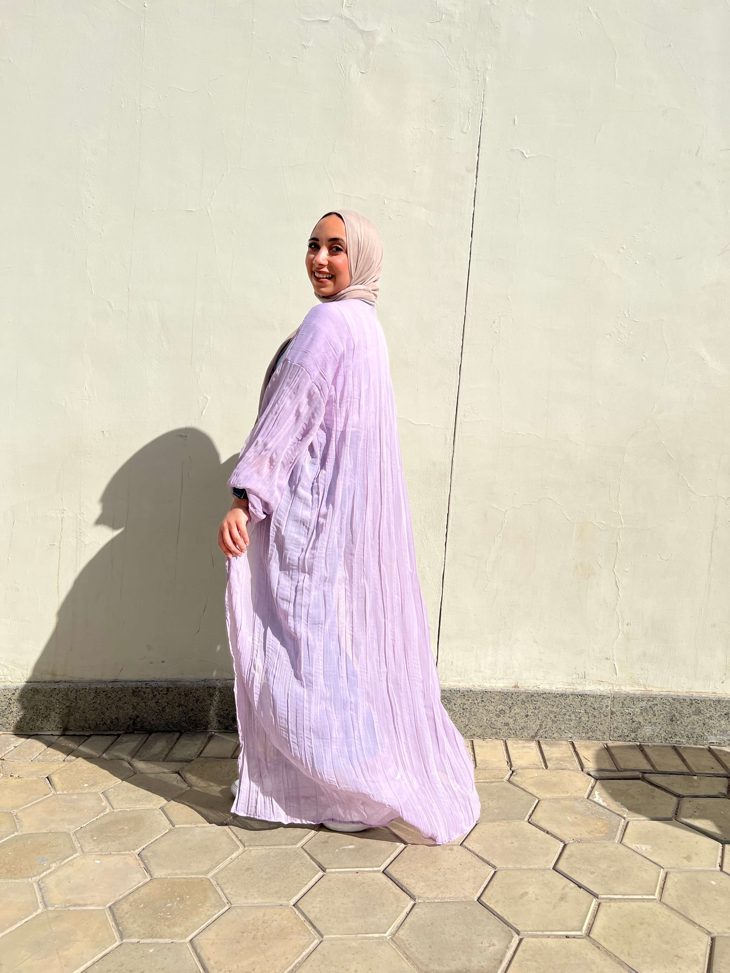 Pleated kimono in lilac Image