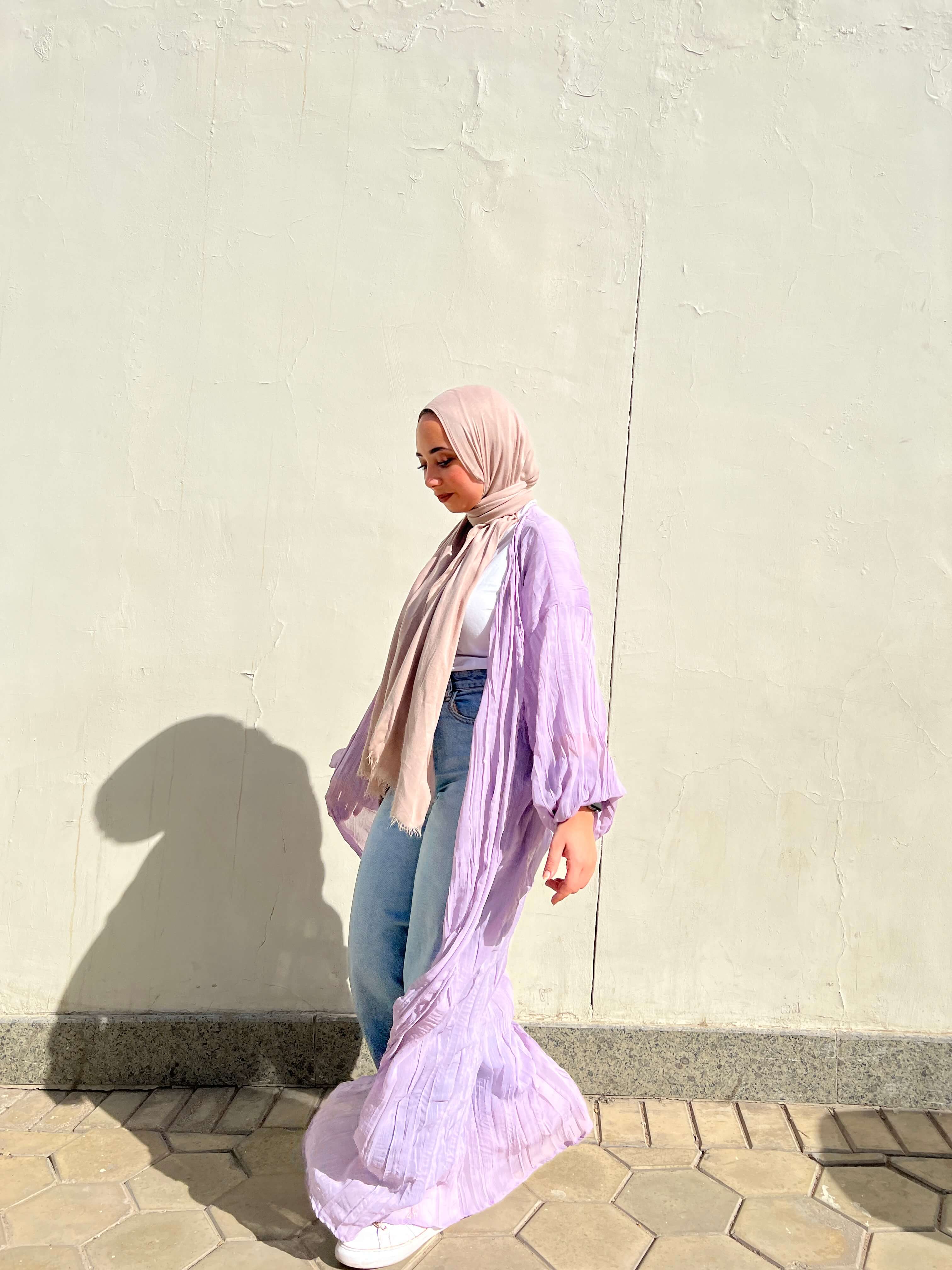 Pleated kimono in lilac Image