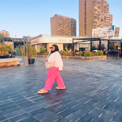 Pure linen pants in pink