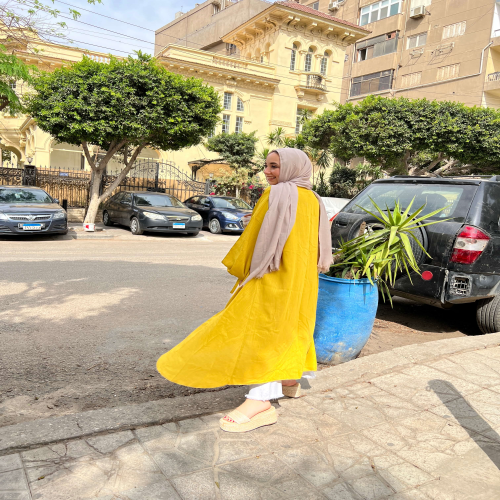 Flowy cardigan in mustard